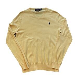 Polo Ralph Lauren Pima Cotton V Neck Sweater Yellow Men's Size Small